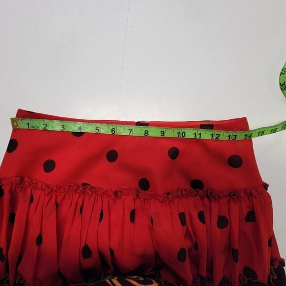 Red and Black Polka Dot Pleated Tiered Custom Made Skirt - Picture 11 of 11